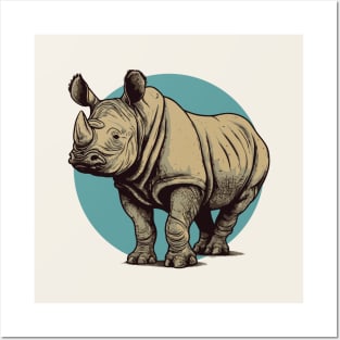 Rhinoceros Vector Art Illustration || Cute Rhino Posters and Art